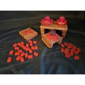 Witches runes, Elder Futhark runes and 3 different Lotus candle holders. Red